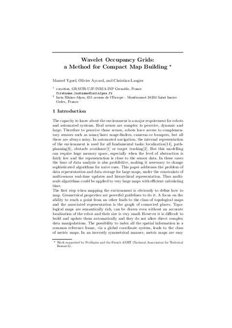 wavog|Wavelet Occupancy Grids: A Method for Compact Map Building